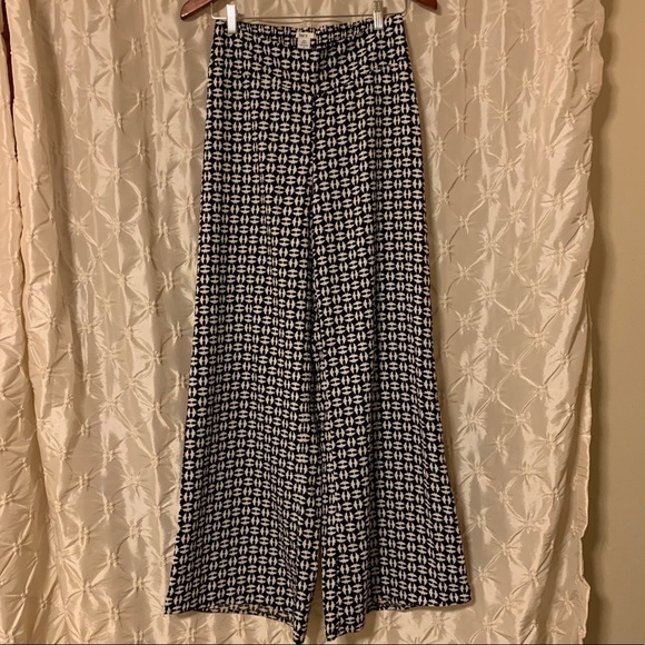 Bar III Wide Leg Brighton Palazzo Pants Black White Geometric - Picture 1 of 10